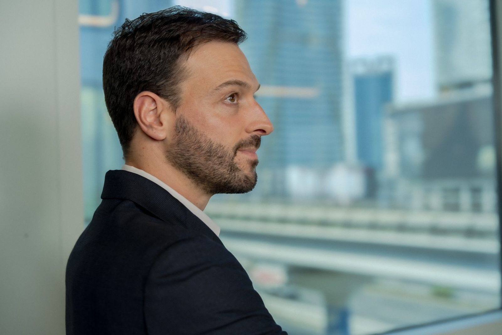 Luis Santos at the window, Dubai